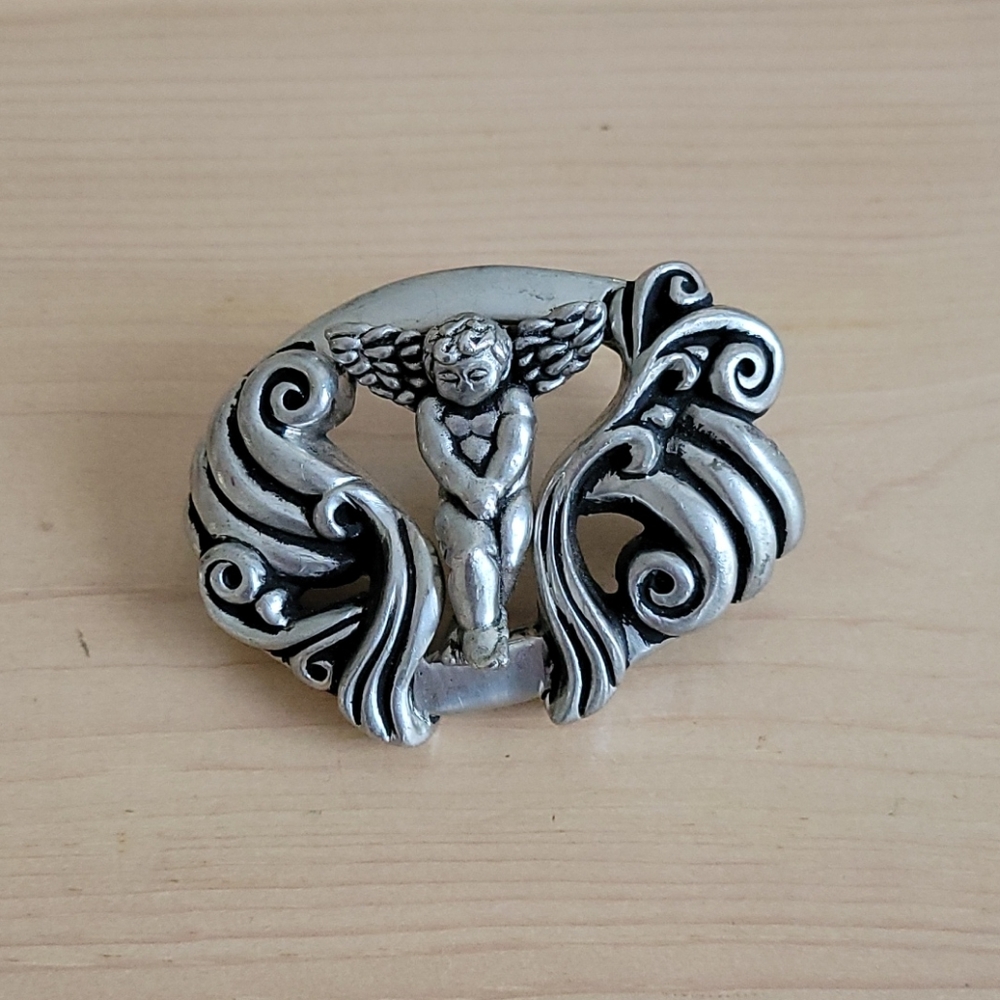 Vintage Vicenza Cherub Angel Belt Buckle